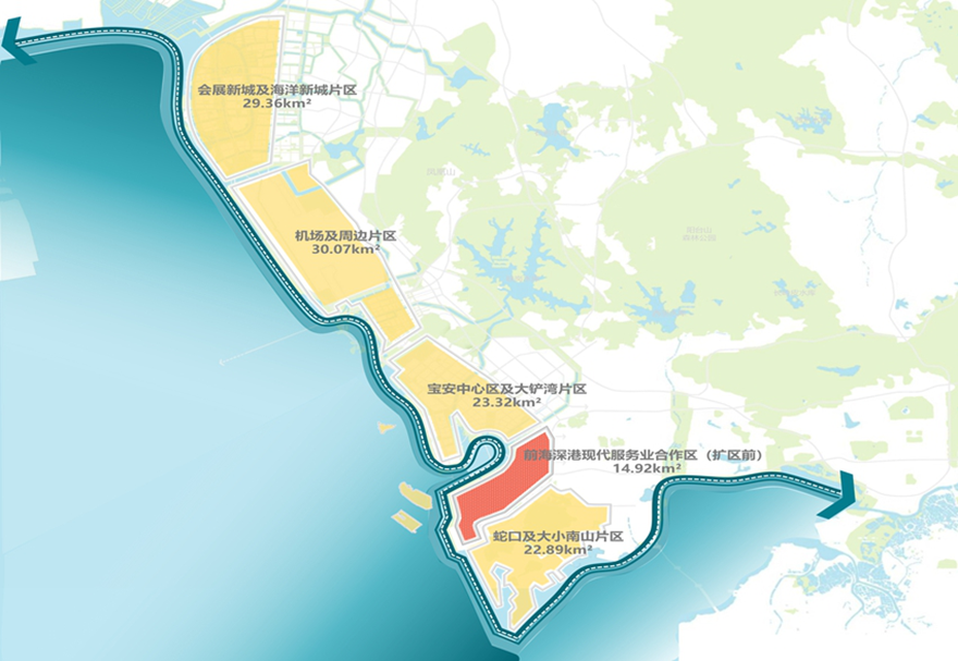 2021年9月6日，中共中央、國務院印發《全面深化前海深港現代服務業合作區改革開放方案》，明確新的前海合作區實施范圍總面積由原來的14.92平方公里擴展至120.56平方公里。空間更大，動力更強，必將掀起中國改革開放再出發的新浪潮。
