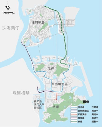 輕軌規劃線網示意圖。
