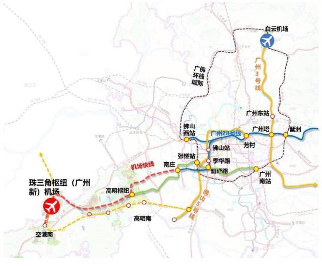 新機場規劃城市軌道交通示意圖
