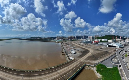 填海擴建工程項目施工區域。澳門國際機場專營股份有限公司供圖