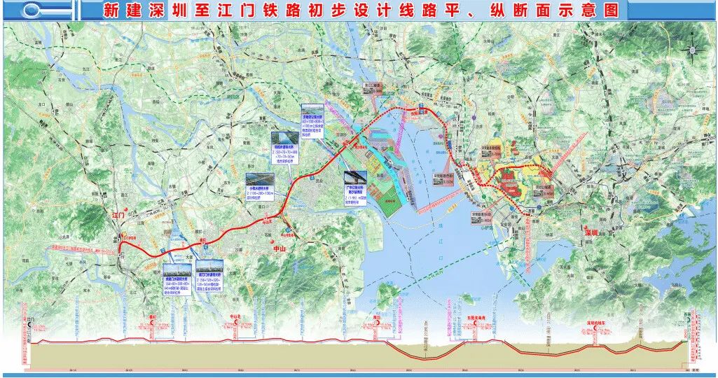 深圳至江門鐵路初步設計線路平、縱斷面示意圖