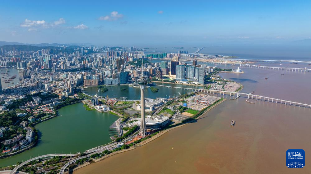 8月3日拍攝的澳門半島景色（無人機照片）。