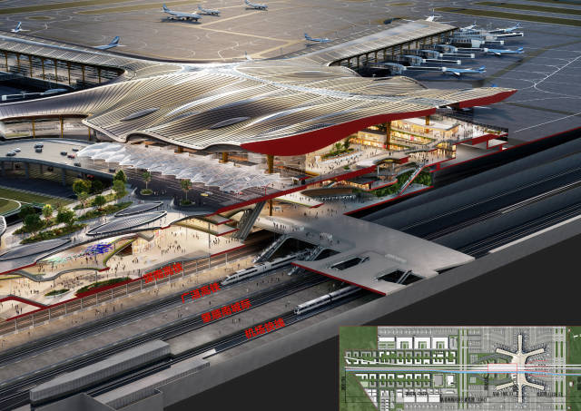 機場立體交通效果圖。 機場立體交通效果圖。