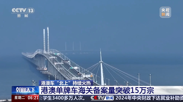 港澳車“北上”持續火熱 港澳單牌車海關備案量突破15萬宗