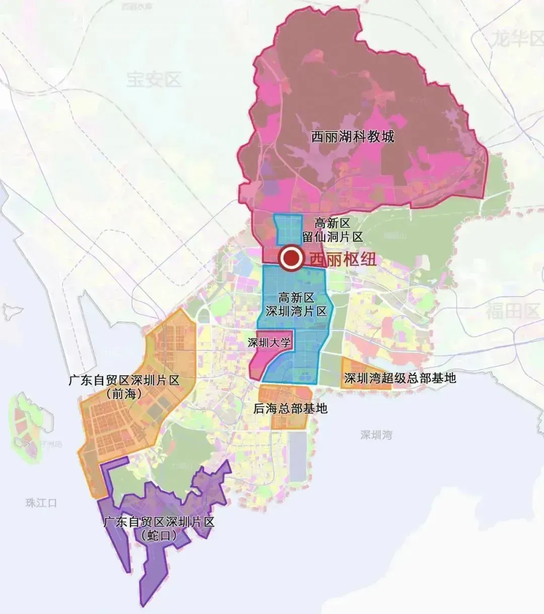 西麗高鐵樞紐區域位置圖。圖源：深圳市規劃和自然資源局