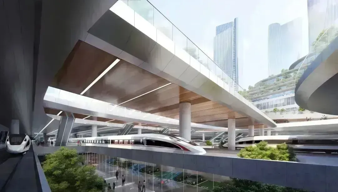 西麗高鐵樞紐（規(guī)劃效果圖）。圖源：中鐵第四勘察設(shè)計院集團