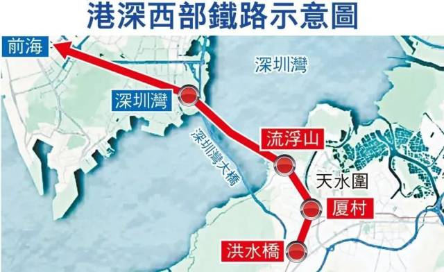 港深西部鐵路示意圖