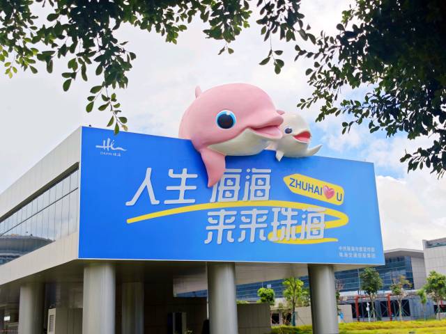 位于珠海機場的巨型中華白海豚藝術裝置。 通訊員 供圖